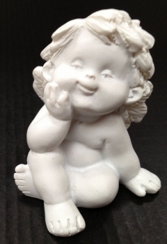 Dekofigur Engel Igor sitzend, Kinn aufgestützt